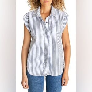 Etica Blue and White Striped Button Down Shirt